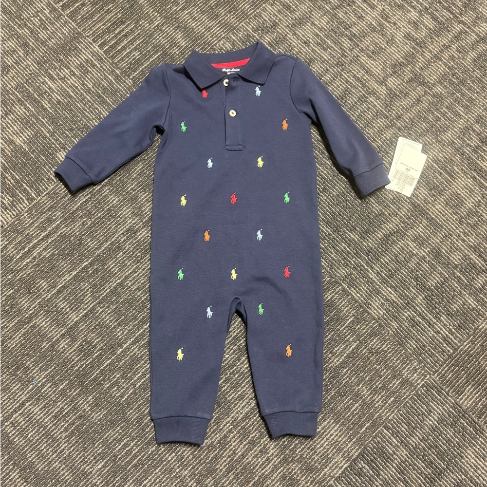 NWT Polo Pony Soft Cotton Polo Coveralls size 9 months